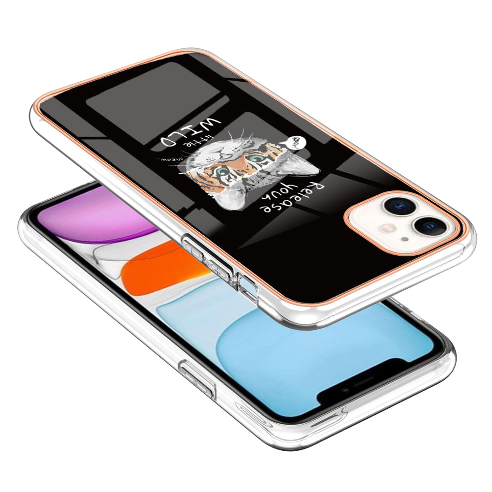 YB IMD Series-19 Style D for iPhone 11 Pattern Printing TPU Case Electroplating 2.0mm IMD Phone Cover