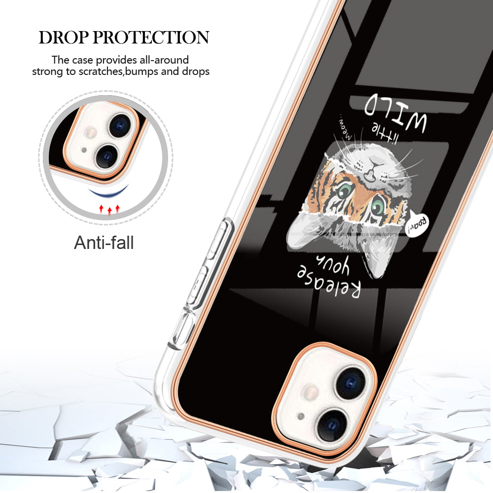 YB IMD Series-19 Style D for iPhone 11 Pattern Printing TPU Case Electroplating 2.0mm IMD Phone Cover