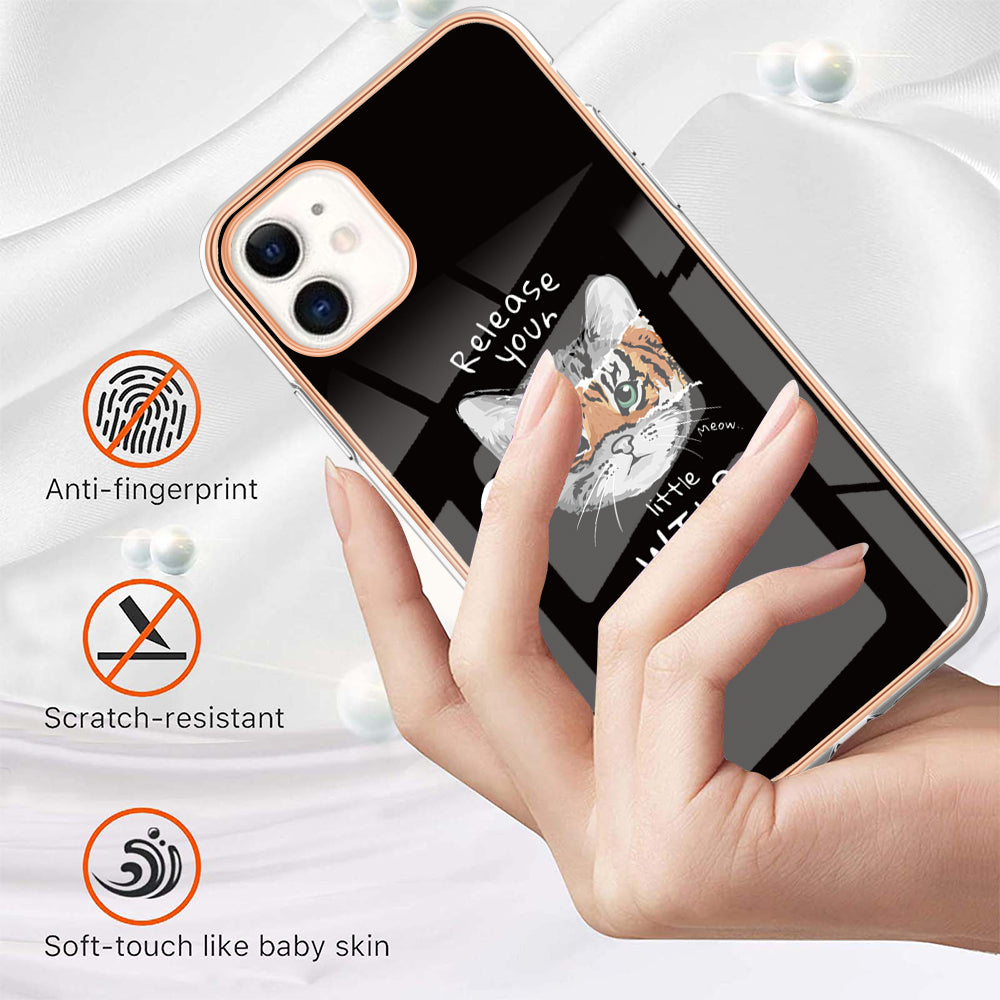YB IMD Series-19 Style D for iPhone 11 Pattern Printing TPU Case Electroplating 2.0mm IMD Phone Cover