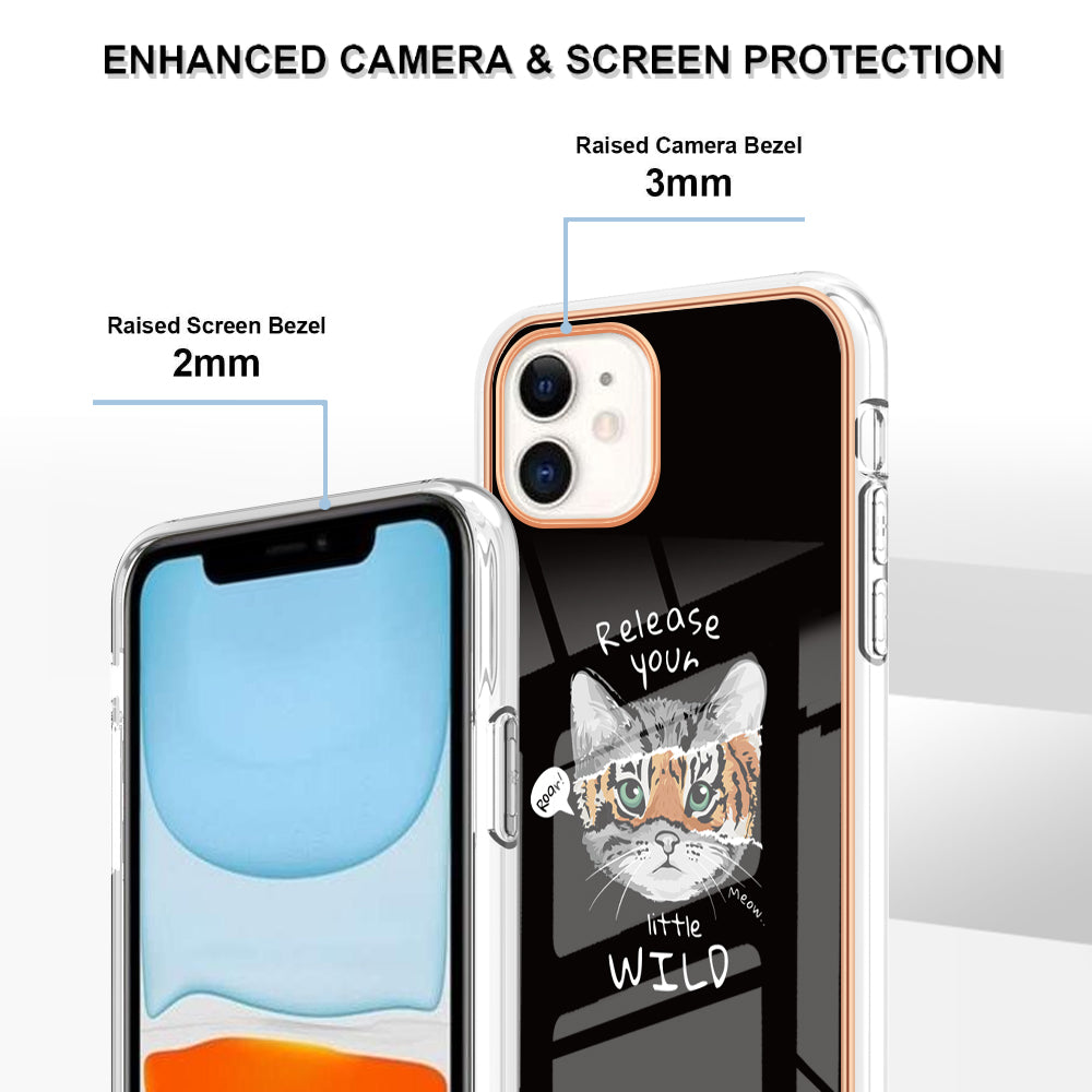 YB IMD Series-19 Style D for iPhone 11 Pattern Printing TPU Case Electroplating 2.0mm IMD Phone Cover