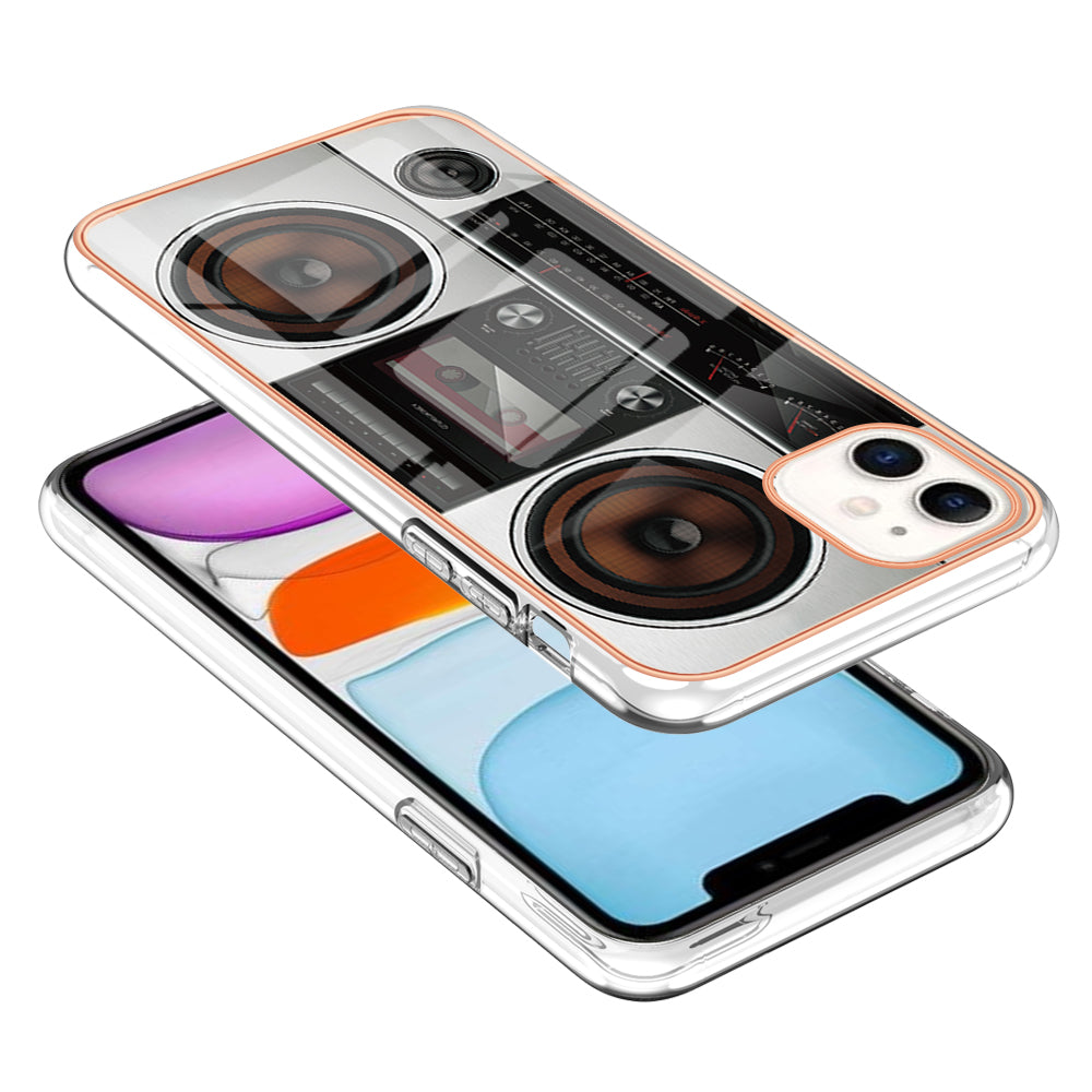 YB IMD Series-19 Style D for iPhone 11 Pattern Printing TPU Case Electroplating 2.0mm IMD Phone Cover