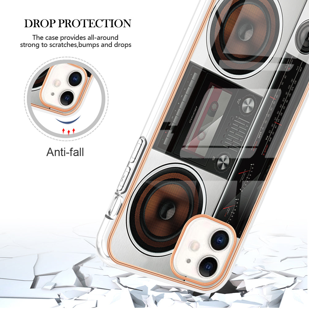 YB IMD Series-19 Style D for iPhone 11 Pattern Printing TPU Case Electroplating 2.0mm IMD Phone Cover