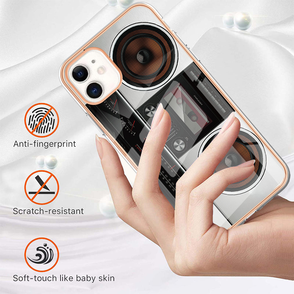 YB IMD Series-19 Style D for iPhone 11 Pattern Printing TPU Case Electroplating 2.0mm IMD Phone Cover
