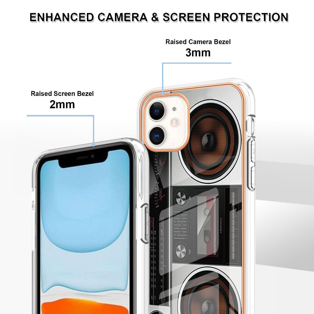 YB IMD Series-19 Style D for iPhone 11 Pattern Printing TPU Case Electroplating 2.0mm IMD Phone Cover