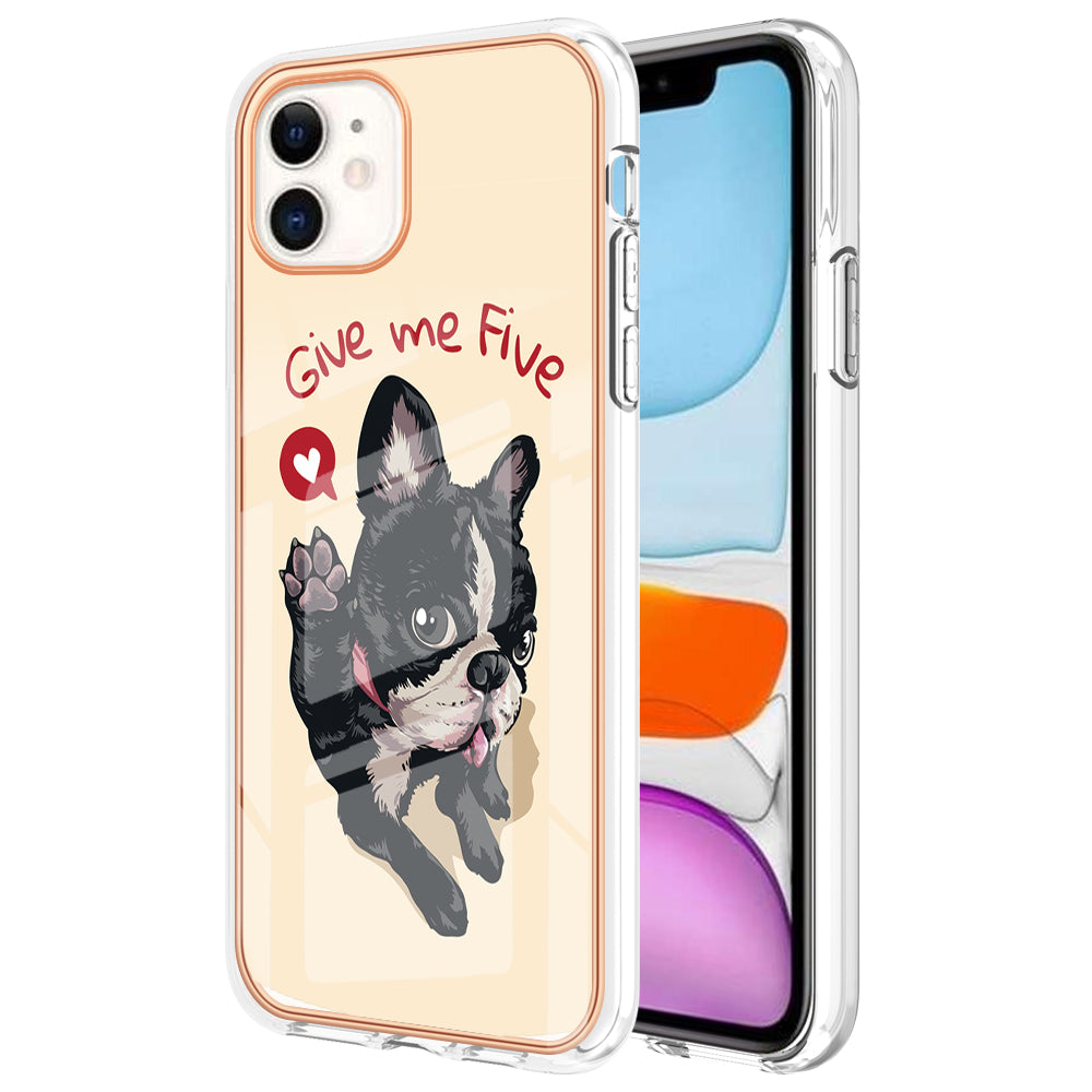 YB IMD Series-19 Style D for iPhone 11 Pattern Printing TPU Case Electroplating 2.0mm IMD Phone Cover