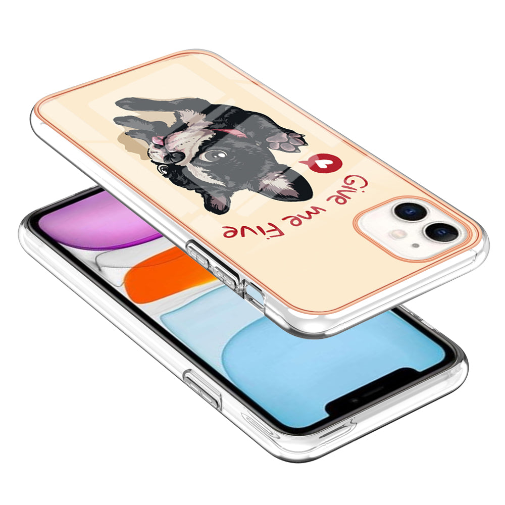 YB IMD Series-19 Style D for iPhone 11 Pattern Printing TPU Case Electroplating 2.0mm IMD Phone Cover
