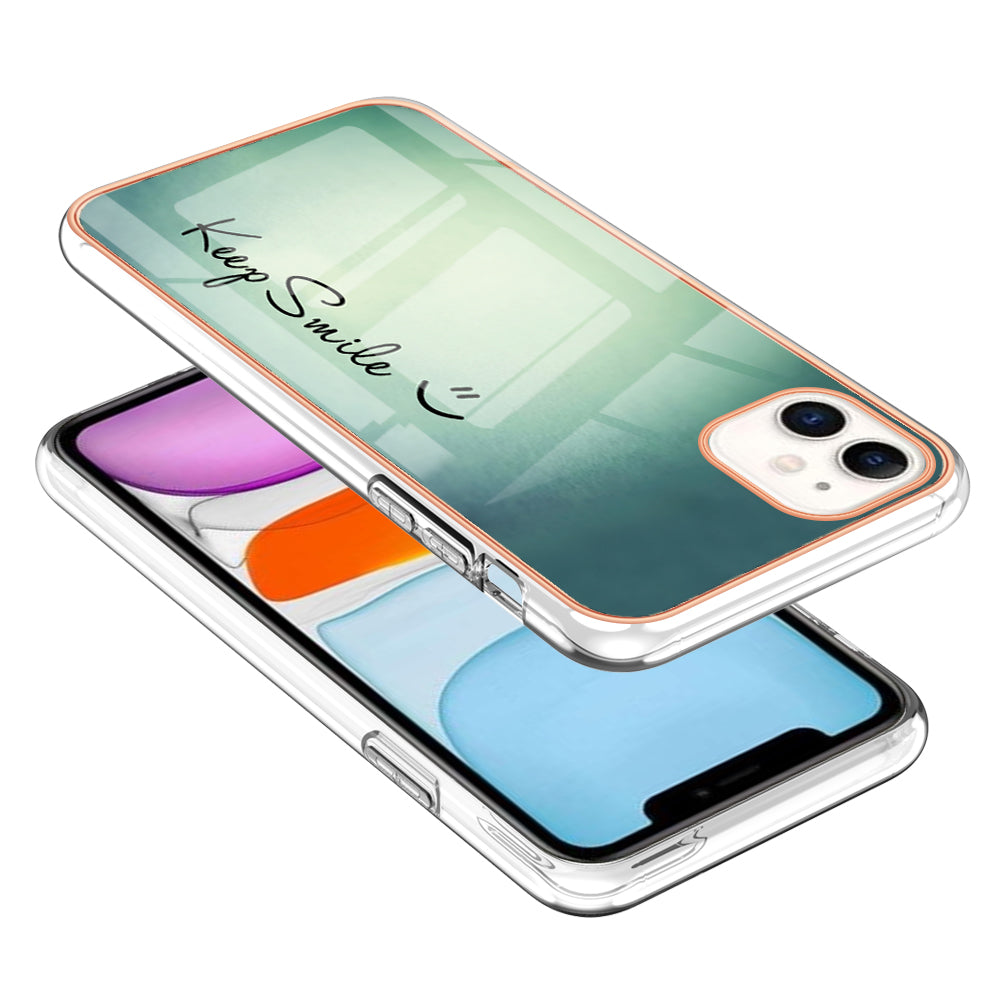 YB IMD Series-19 Style D for iPhone 11 Pattern Printing TPU Case Electroplating 2.0mm IMD Phone Cover