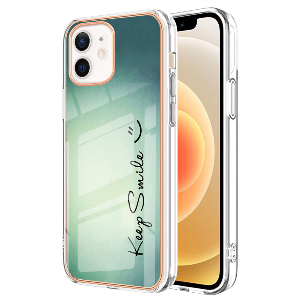 YB IMD Series-19 Style D for iPhone 12 / 12 Pro 2.0mm Electroplating Phone Case Pattern Printing IMD TPU Cover