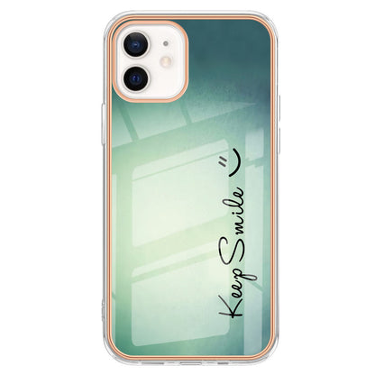 YB IMD Series-19 Style D for iPhone 12 / 12 Pro 2.0mm Electroplating Phone Case Pattern Printing IMD TPU Cover