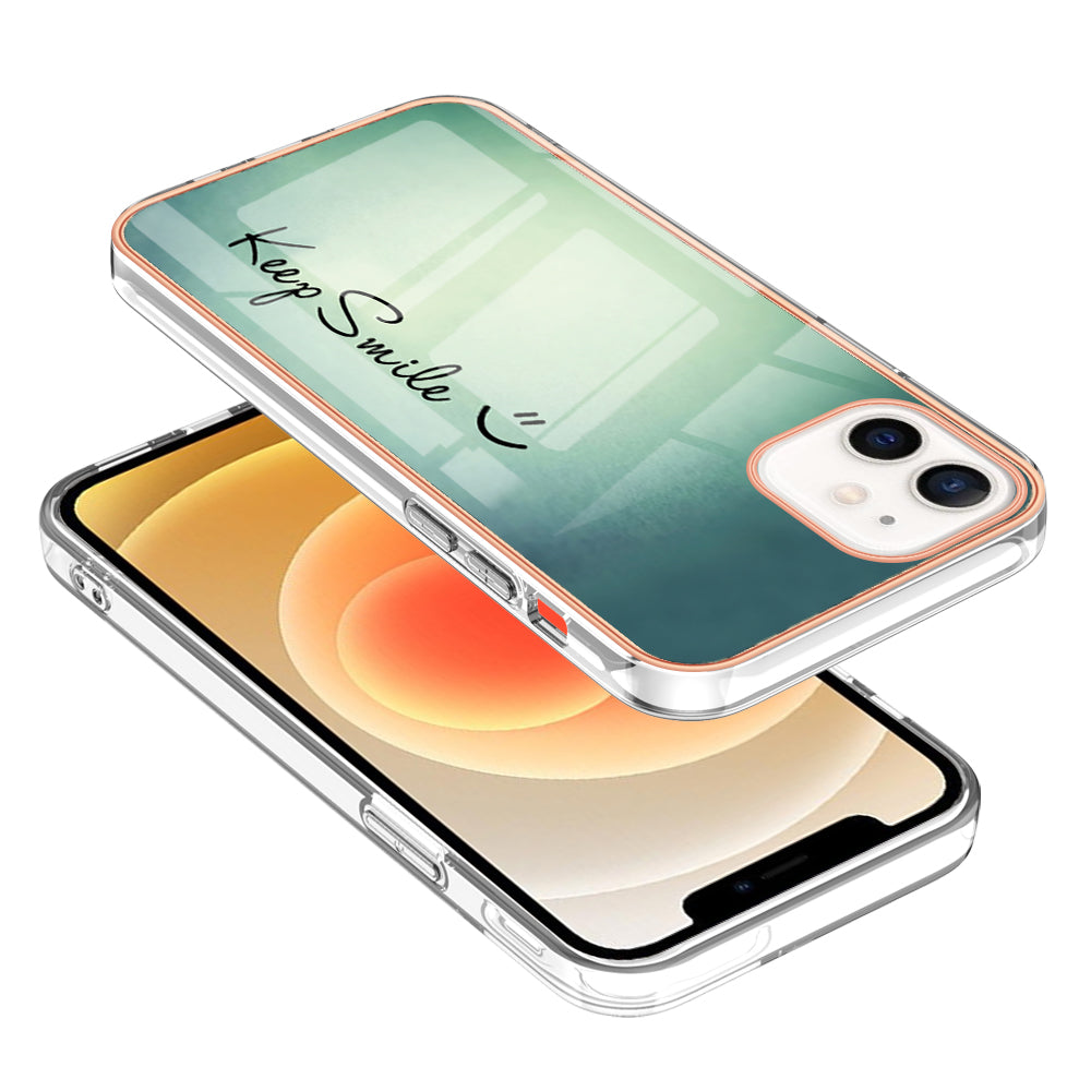 YB IMD Series-19 Style D for iPhone 12 / 12 Pro 2.0mm Electroplating Phone Case Pattern Printing IMD TPU Cover