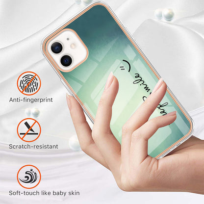 YB IMD Series-19 Style D for iPhone 12 / 12 Pro 2.0mm Electroplating Phone Case Pattern Printing IMD TPU Cover