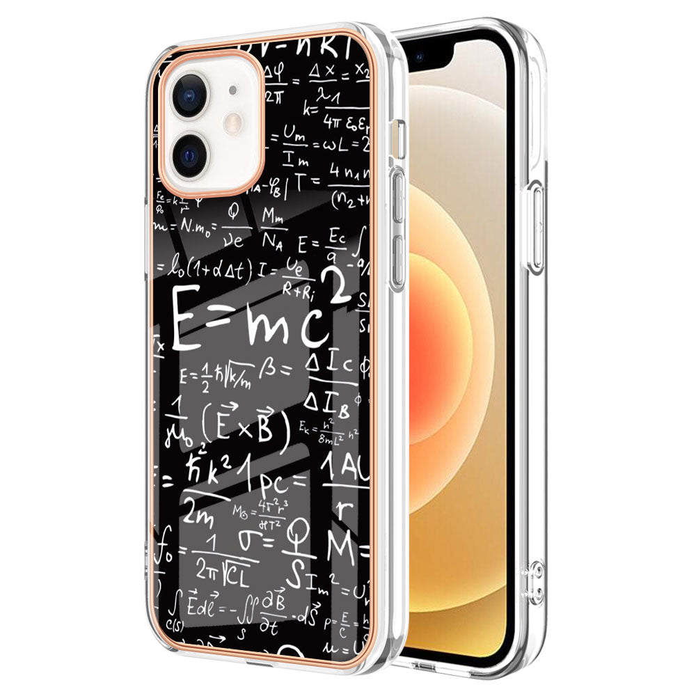 YB IMD Series-19 Style D for iPhone 12 / 12 Pro 2.0mm Electroplating Phone Case Pattern Printing IMD TPU Cover