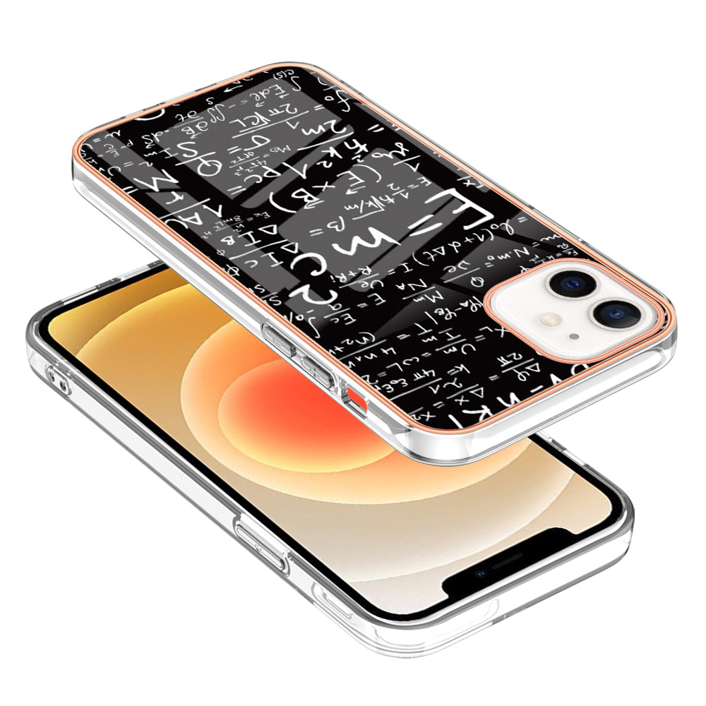 YB IMD Series-19 Style D for iPhone 12 / 12 Pro 2.0mm Electroplating Phone Case Pattern Printing IMD TPU Cover