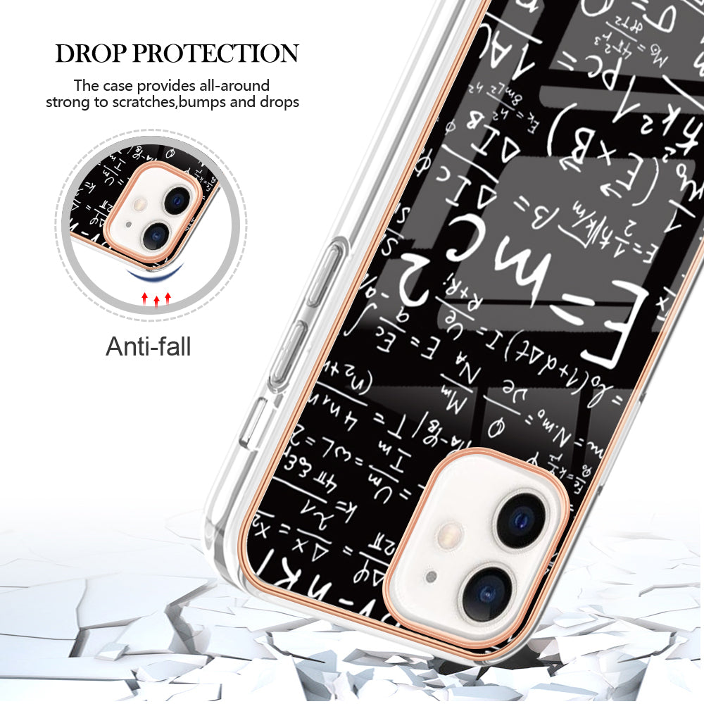 YB IMD Series-19 Style D for iPhone 12 / 12 Pro 2.0mm Electroplating Phone Case Pattern Printing IMD TPU Cover
