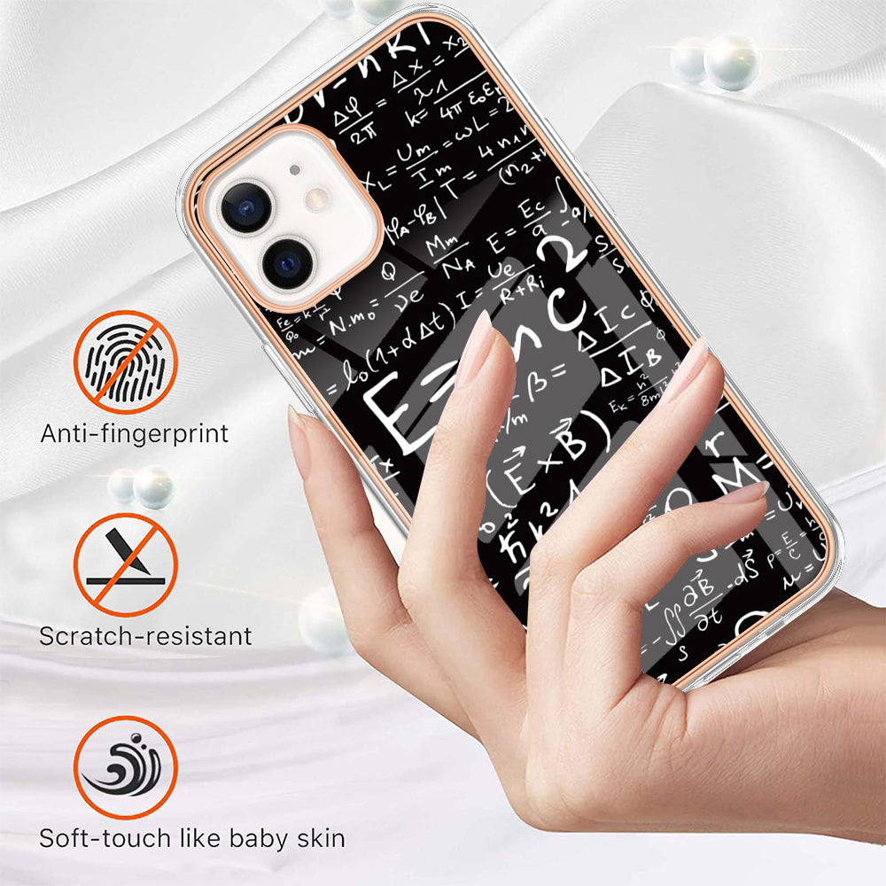 YB IMD Series-19 Style D for iPhone 12 / 12 Pro 2.0mm Electroplating Phone Case Pattern Printing IMD TPU Cover