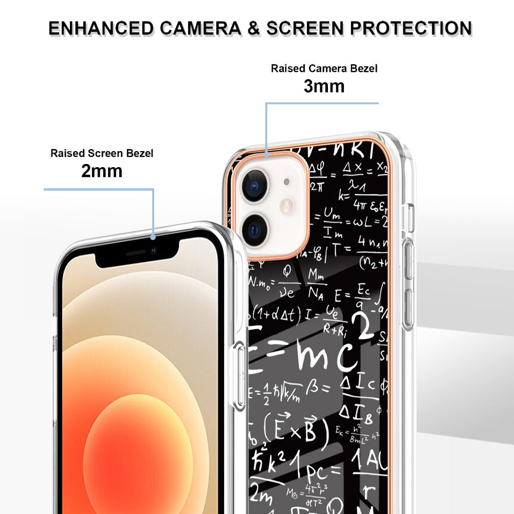 YB IMD Series-19 Style D for iPhone 12 / 12 Pro 2.0mm Electroplating Phone Case Pattern Printing IMD TPU Cover