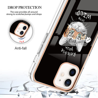 YB IMD Series-19 Style D for iPhone 12 / 12 Pro 2.0mm Electroplating Phone Case Pattern Printing IMD TPU Cover