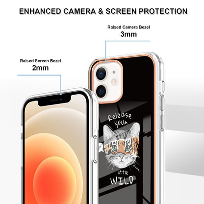 YB IMD Series-19 Style D for iPhone 12 / 12 Pro 2.0mm Electroplating Phone Case Pattern Printing IMD TPU Cover