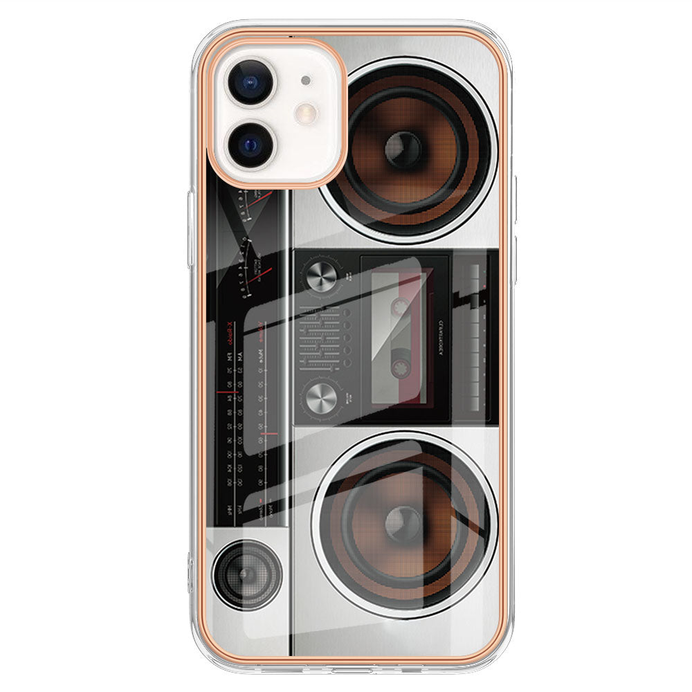 YB IMD Series-19 Style D for iPhone 12 / 12 Pro 2.0mm Electroplating Phone Case Pattern Printing IMD TPU Cover