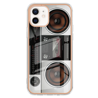 YB IMD Series-19 Style D for iPhone 12 / 12 Pro 2.0mm Electroplating Phone Case Pattern Printing IMD TPU Cover
