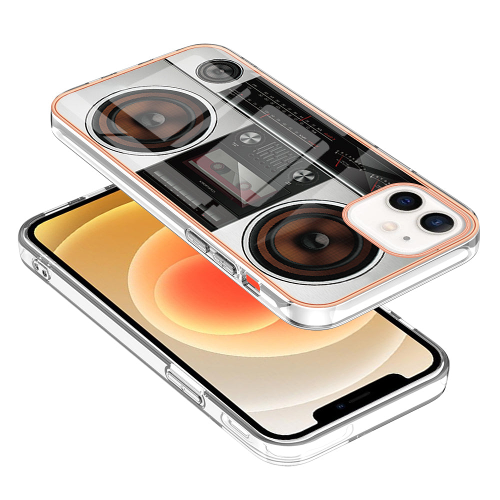 YB IMD Series-19 Style D for iPhone 12 / 12 Pro 2.0mm Electroplating Phone Case Pattern Printing IMD TPU Cover