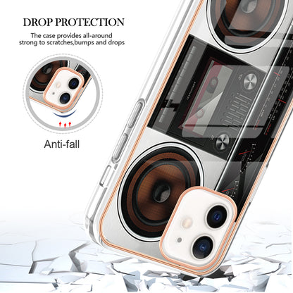 YB IMD Series-19 Style D for iPhone 12 / 12 Pro 2.0mm Electroplating Phone Case Pattern Printing IMD TPU Cover