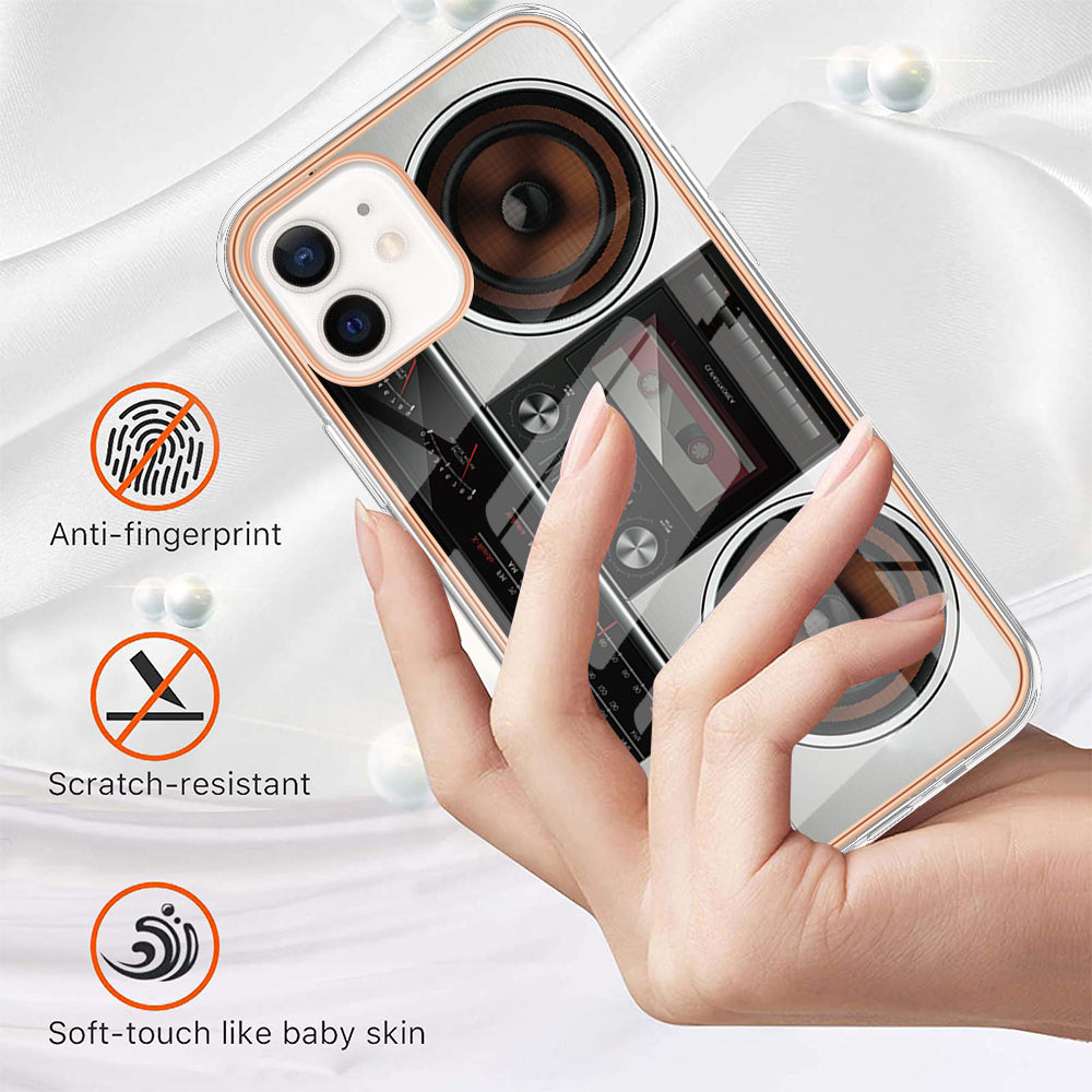 YB IMD Series-19 Style D for iPhone 12 / 12 Pro 2.0mm Electroplating Phone Case Pattern Printing IMD TPU Cover