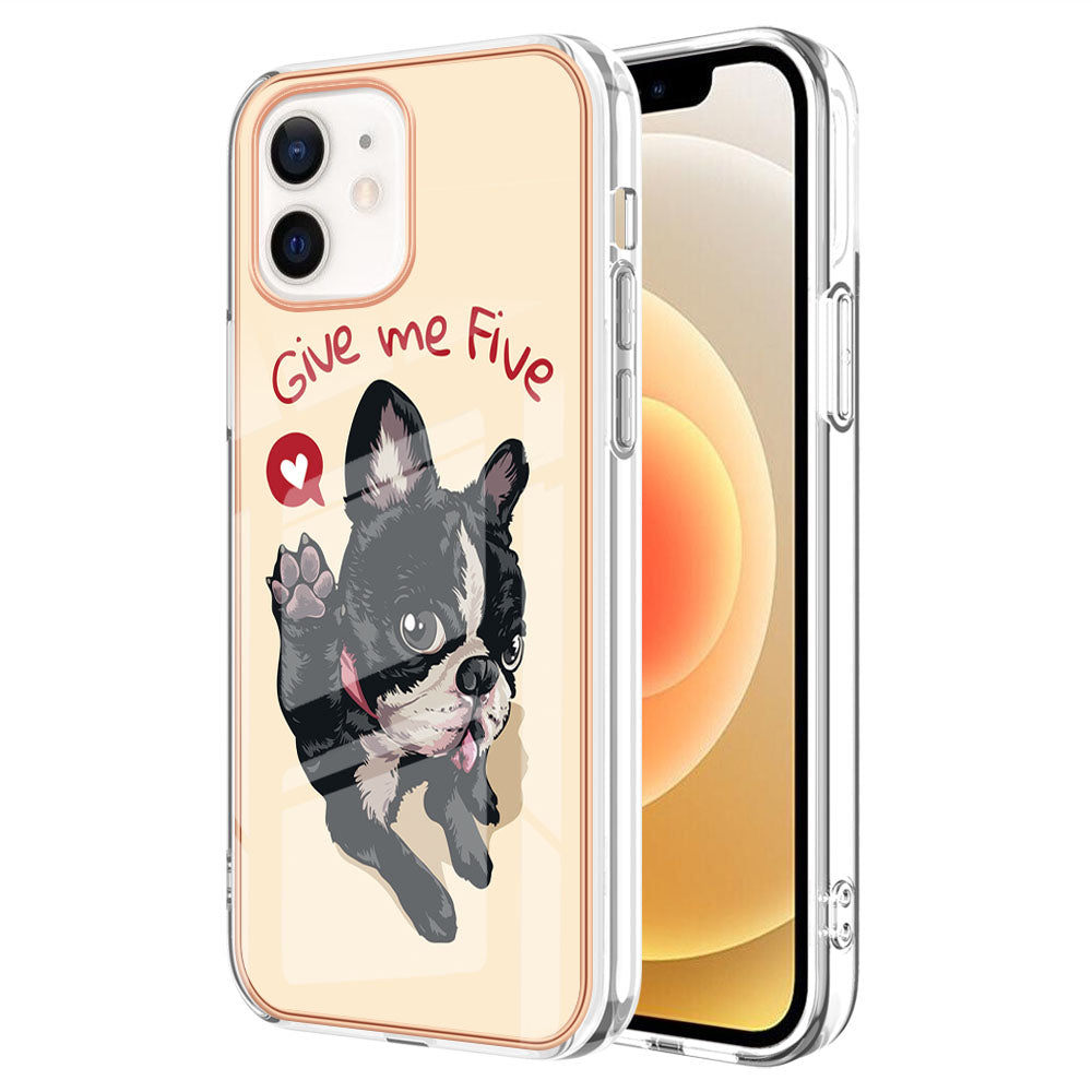 YB IMD Series-19 Style D for iPhone 12 / 12 Pro 2.0mm Electroplating Phone Case Pattern Printing IMD TPU Cover