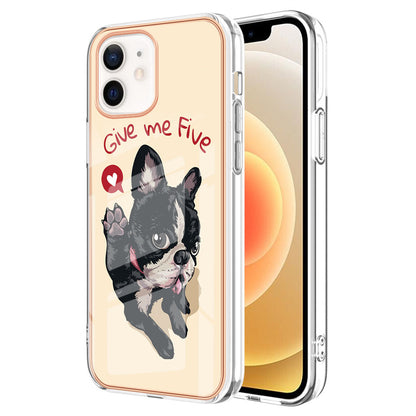 YB IMD Series-19 Style D for iPhone 12 / 12 Pro 2.0mm Electroplating Phone Case Pattern Printing IMD TPU Cover