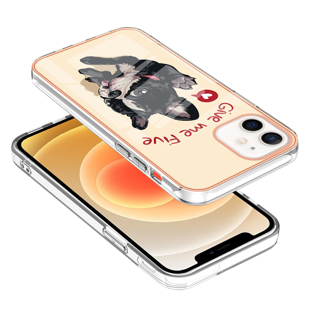 YB IMD Series-19 Style D for iPhone 12 / 12 Pro 2.0mm Electroplating Phone Case Pattern Printing IMD TPU Cover