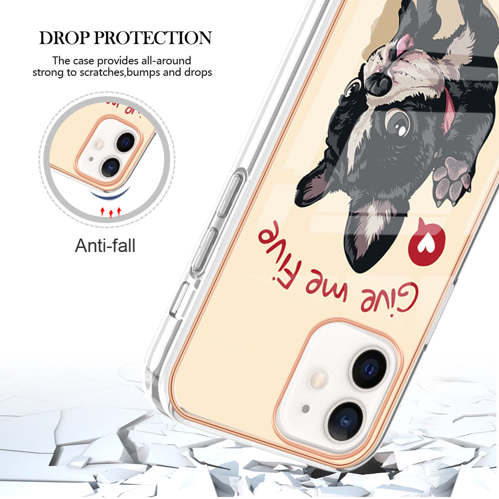 YB IMD Series-19 Style D for iPhone 12 / 12 Pro 2.0mm Electroplating Phone Case Pattern Printing IMD TPU Cover