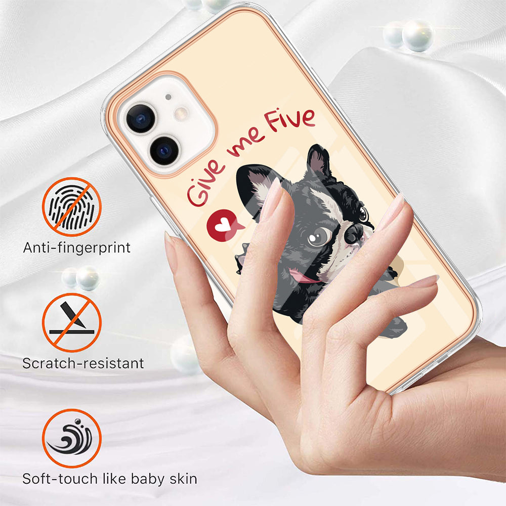 YB IMD Series-19 Style D for iPhone 12 / 12 Pro 2.0mm Electroplating Phone Case Pattern Printing IMD TPU Cover