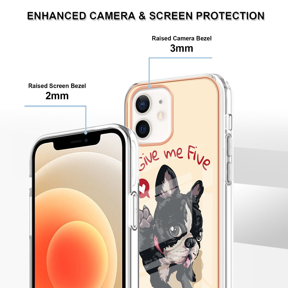 YB IMD Series-19 Style D for iPhone 12 / 12 Pro 2.0mm Electroplating Phone Case Pattern Printing IMD TPU Cover