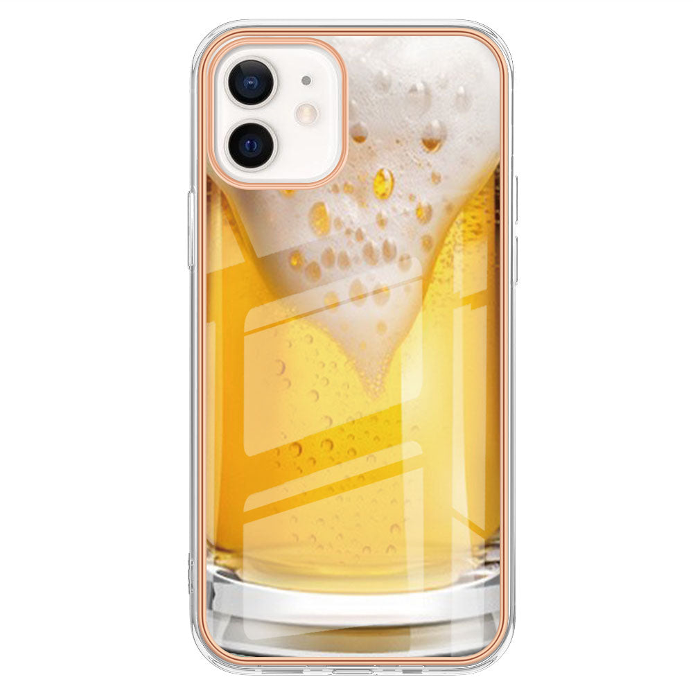 YB IMD Series-19 Style D for iPhone 12 / 12 Pro 2.0mm Electroplating Phone Case Pattern Printing IMD TPU Cover