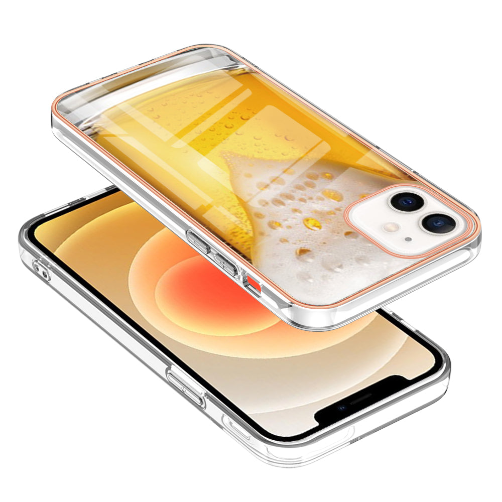 YB IMD Series-19 Style D for iPhone 12 / 12 Pro 2.0mm Electroplating Phone Case Pattern Printing IMD TPU Cover