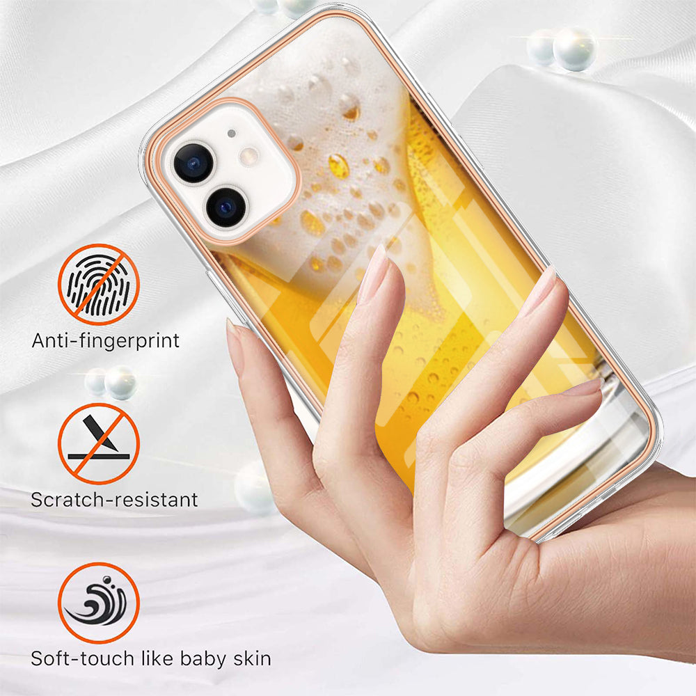 YB IMD Series-19 Style D for iPhone 12 / 12 Pro 2.0mm Electroplating Phone Case Pattern Printing IMD TPU Cover