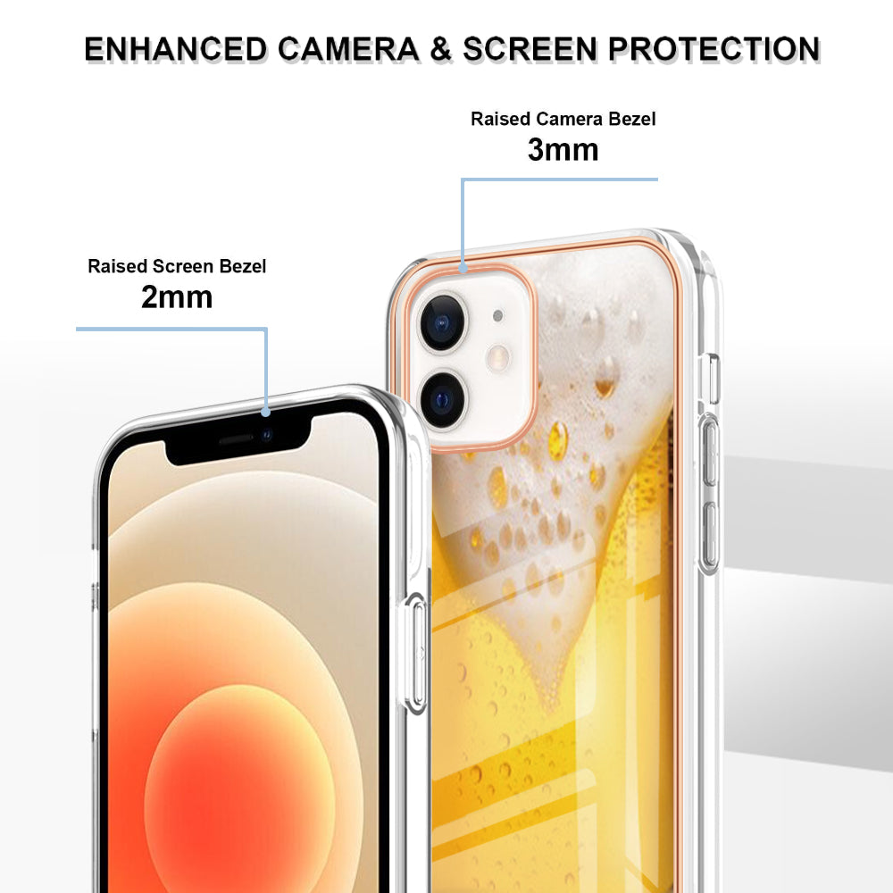 YB IMD Series-19 Style D for iPhone 12 / 12 Pro 2.0mm Electroplating Phone Case Pattern Printing IMD TPU Cover