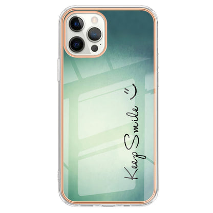 YB IMD Series-19 Style D For iPhone 12 Pro Max 6.7 inch Electroplating Phone Case 2.0mm TPU IMD Pattern Phone Cover