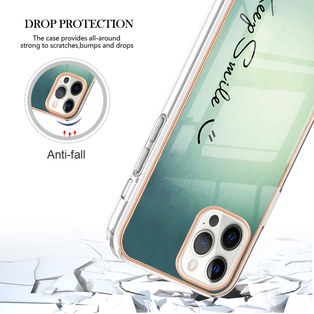 YB IMD Series-19 Style D For iPhone 12 Pro Max 6.7 inch Electroplating Phone Case 2.0mm TPU IMD Pattern Phone Cover