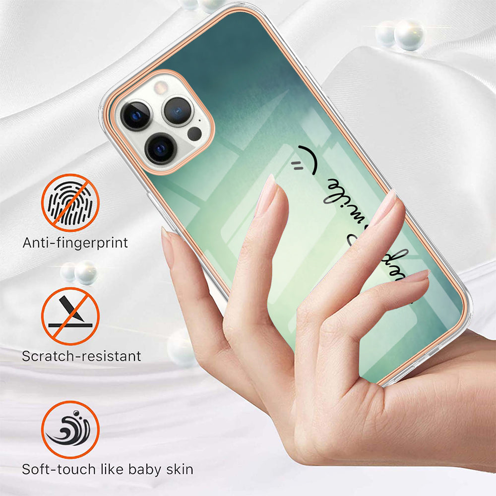 YB IMD Series-19 Style D For iPhone 12 Pro Max 6.7 inch Electroplating Phone Case 2.0mm TPU IMD Pattern Phone Cover
