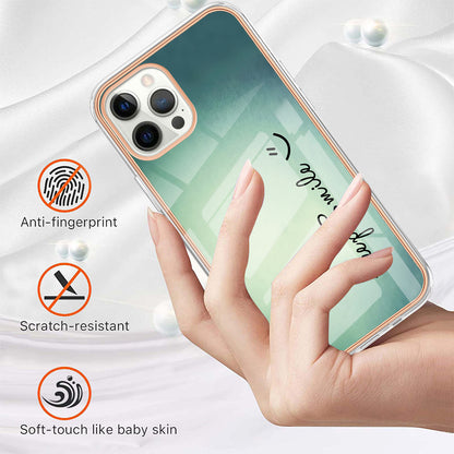 YB IMD Series-19 Style D For iPhone 12 Pro Max 6.7 inch Electroplating Phone Case 2.0mm TPU IMD Pattern Phone Cover