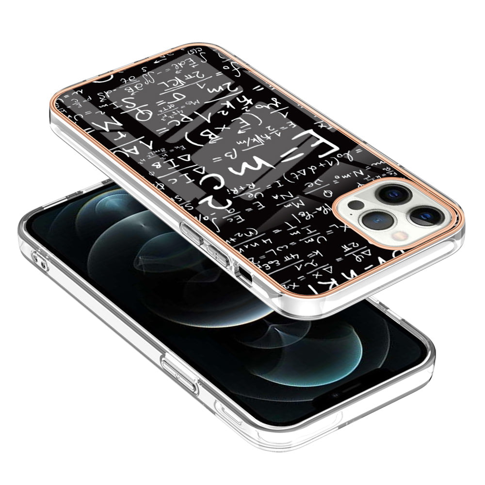 YB IMD Series-19 Style D For iPhone 12 Pro Max 6.7 inch Electroplating Phone Case 2.0mm TPU IMD Pattern Phone Cover