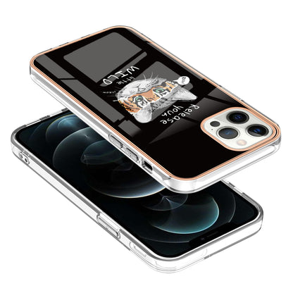 YB IMD Series-19 Style D For iPhone 12 Pro Max 6.7 inch Electroplating Phone Case 2.0mm TPU IMD Pattern Phone Cover