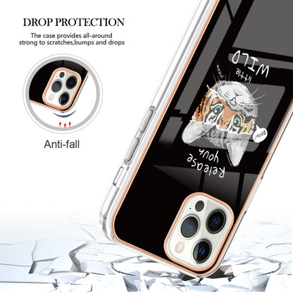 YB IMD Series-19 Style D For iPhone 12 Pro Max 6.7 inch Electroplating Phone Case 2.0mm TPU IMD Pattern Phone Cover
