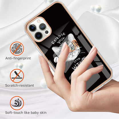 YB IMD Series-19 Style D For iPhone 12 Pro Max 6.7 inch Electroplating Phone Case 2.0mm TPU IMD Pattern Phone Cover