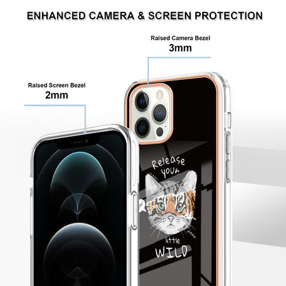YB IMD Series-19 Style D For iPhone 12 Pro Max 6.7 inch Electroplating Phone Case 2.0mm TPU IMD Pattern Phone Cover