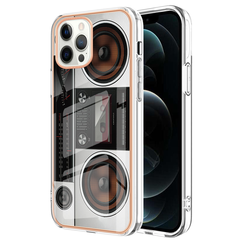 YB IMD Series-19 Style D For iPhone 12 Pro Max 6.7 inch Electroplating Phone Case 2.0mm TPU IMD Pattern Phone Cover