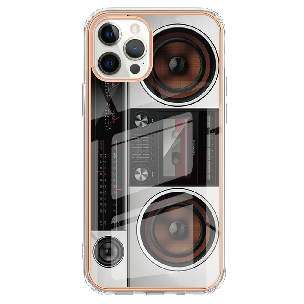YB IMD Series-19 Style D For iPhone 12 Pro Max 6.7 inch Electroplating Phone Case 2.0mm TPU IMD Pattern Phone Cover
