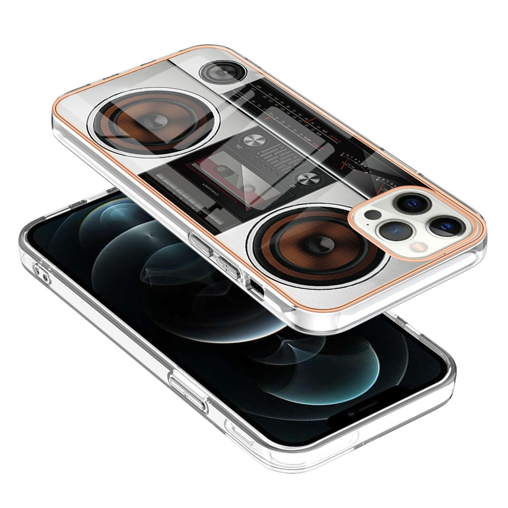 YB IMD Series-19 Style D For iPhone 12 Pro Max 6.7 inch Electroplating Phone Case 2.0mm TPU IMD Pattern Phone Cover