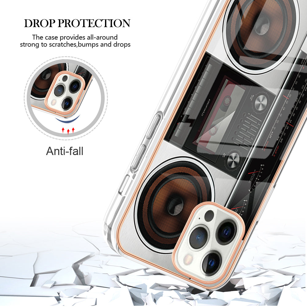 YB IMD Series-19 Style D For iPhone 12 Pro Max 6.7 inch Electroplating Phone Case 2.0mm TPU IMD Pattern Phone Cover